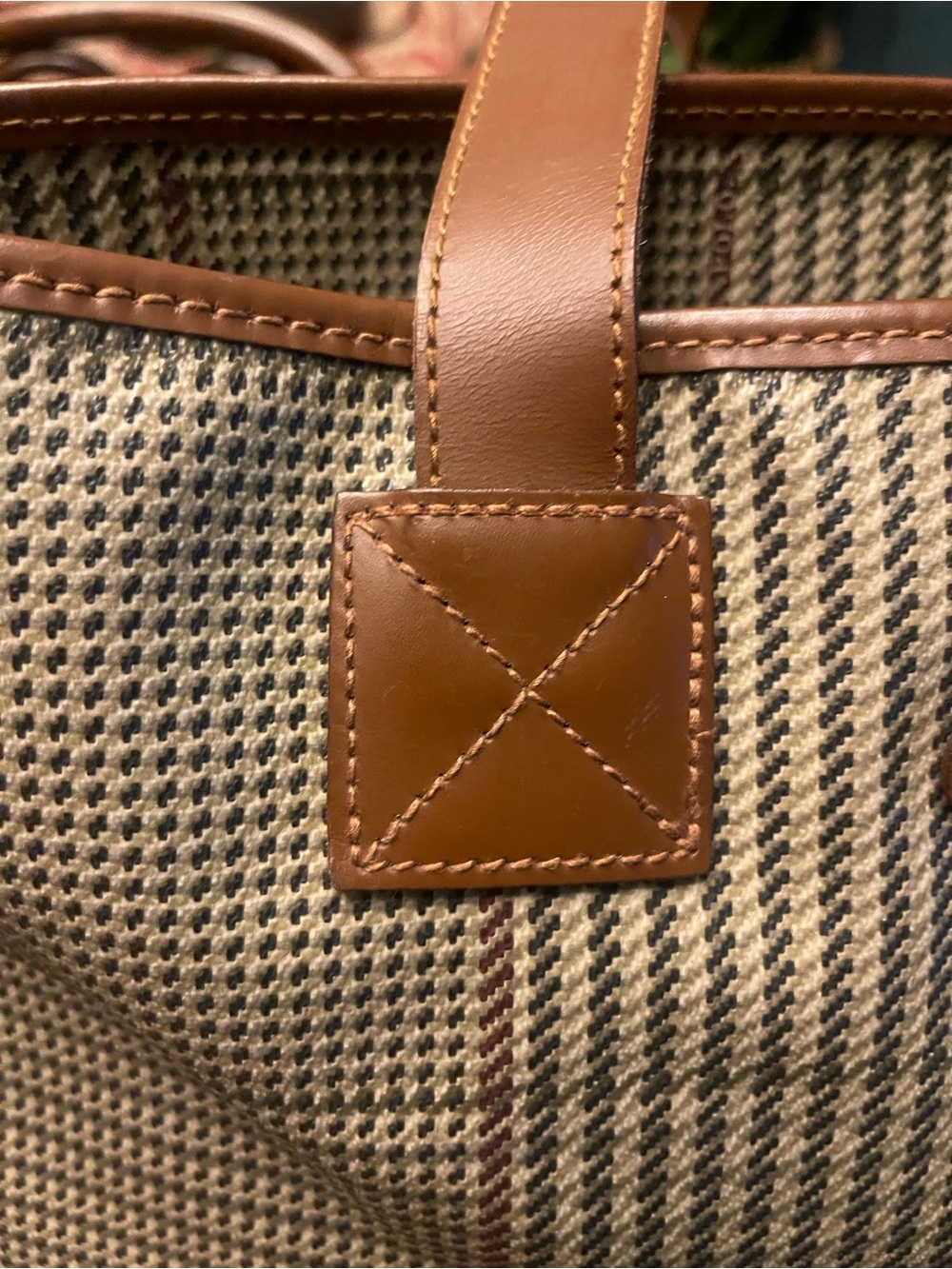 Polo by Ralph Lauren Brown Leather-Trim Houndstooth Tote - Picture 5 of 14